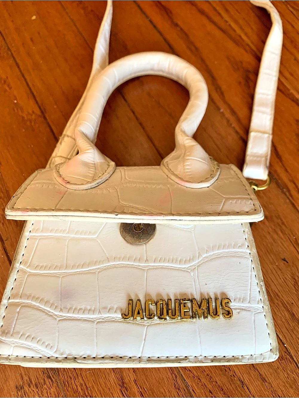 Jacquemus Le Chiquito Croc-Embossed Mini Bag White